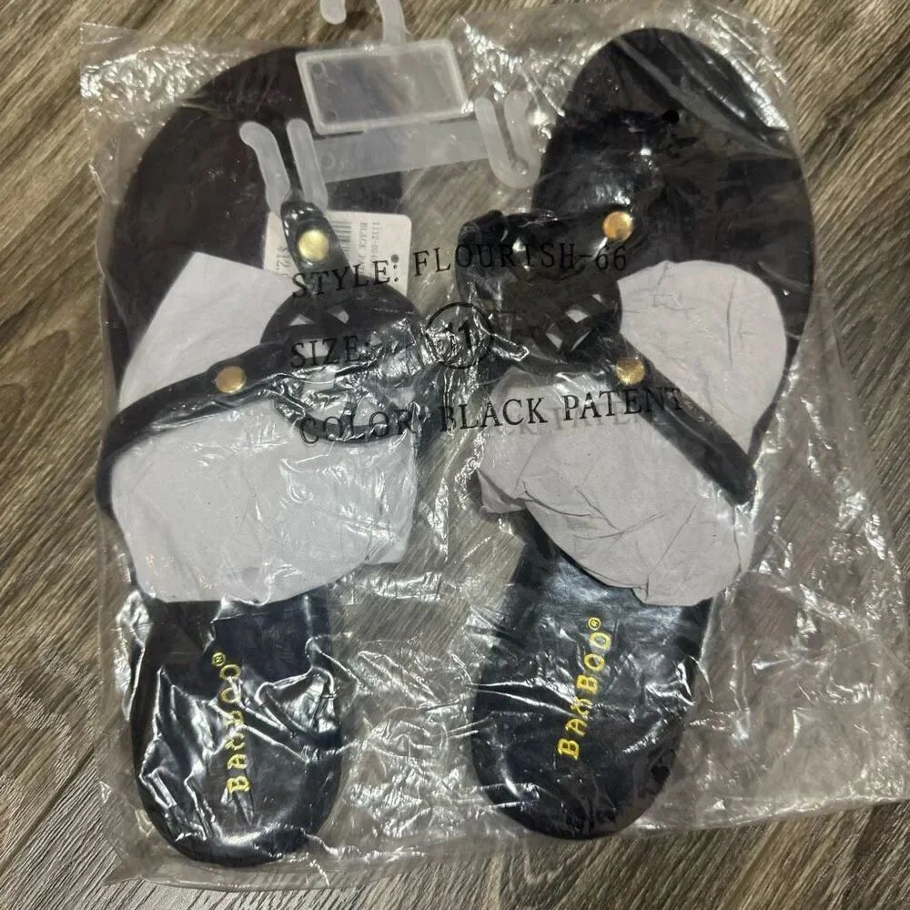 New Bamboo Black Sandals 11